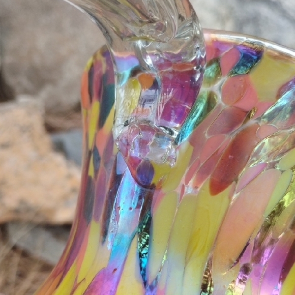 Hand Blown Colorful Glass Pitcher - Picture 3 of 7